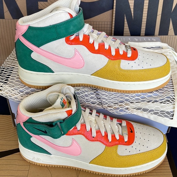 Nike Air Force 1 Mid NH Coconut Milk/Bleached Coral Mn Vivid Sulfur Rush Orange - Picture 10 of 16